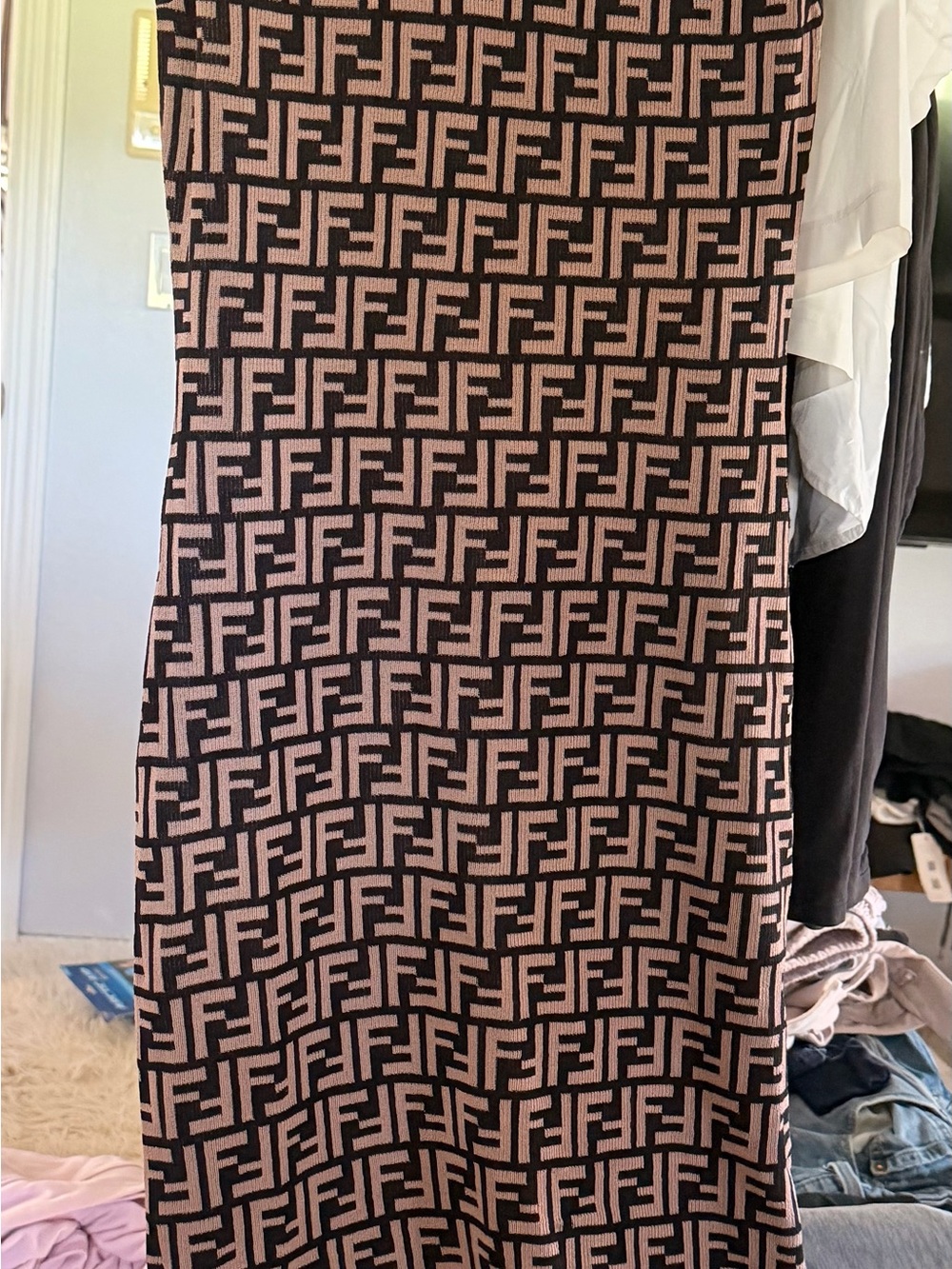 Fendi Brown and Black Logo Knit DressFITS LIKE A MED - Picture 6 of 6